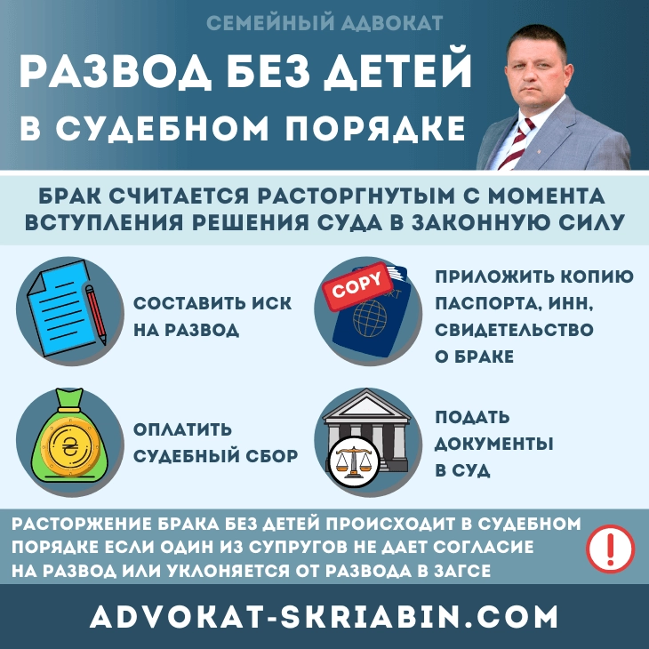 Развод без детей в судебном порядке — помощь адвоката