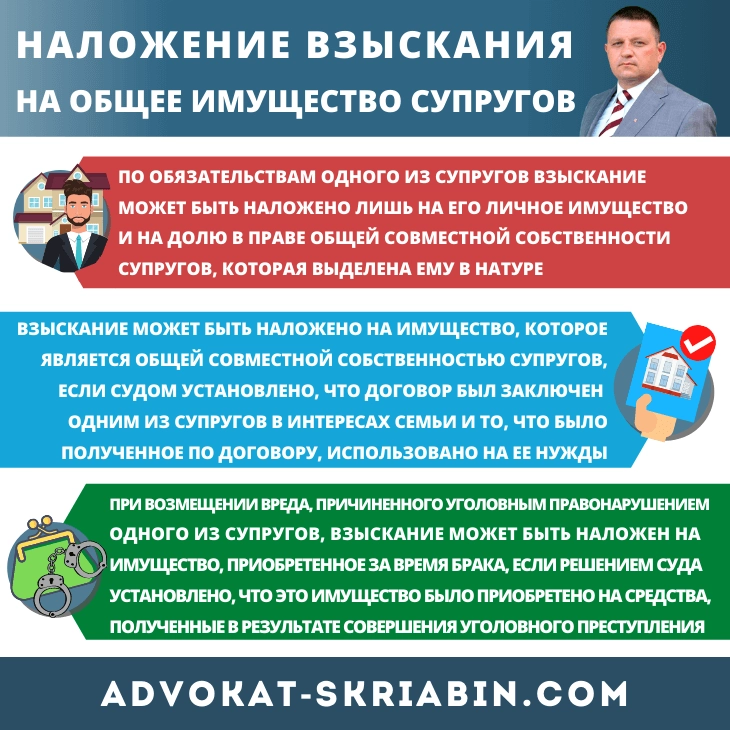 Наложение взыскания на общее имущество супругов — юридическая помощь адвоката