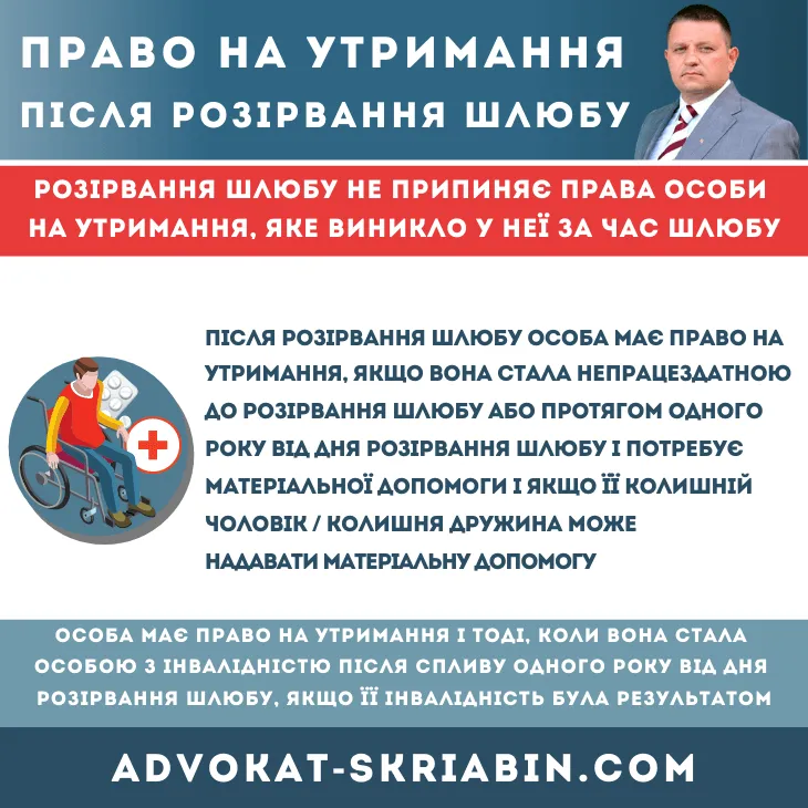 право на утримання після розірвання шлюбу