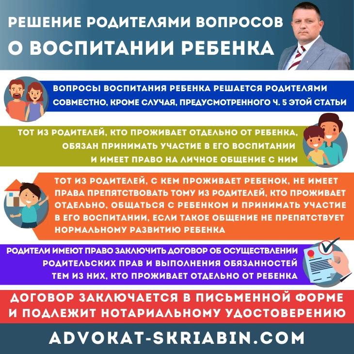 Решение вопросов о воспитании ребёнка — адвокат Скрябин