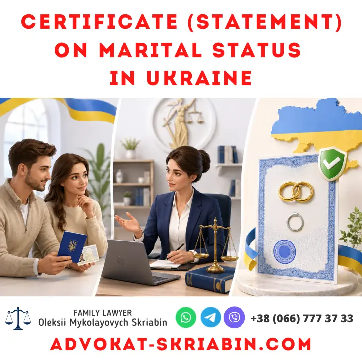 Certificate statement on marital status in Ukraine with legal assistance