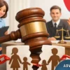 Deprivation of parental rights court process with judge gavel and family law concept