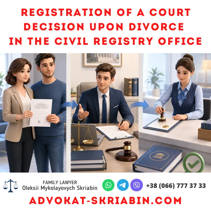 Registration of a court decision upon divorce in the Civil Registry Office with lawyer assistance