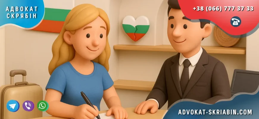 Розлучення у Болгарії для українців у світлому інтер’єрі з прапором і серцем у кольорах Болгарії