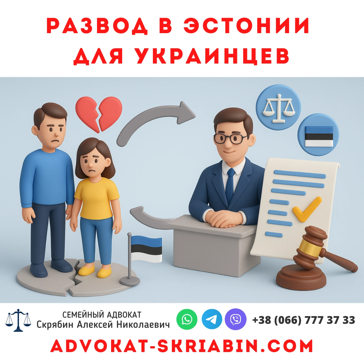 Визуальное изображение процесса развода в Эстонии для украинцев