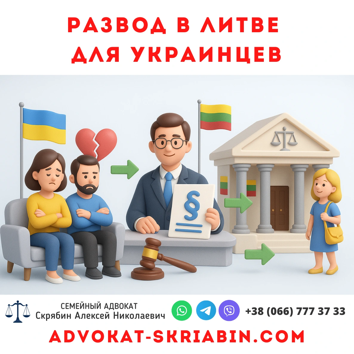 Визуальное изображение процесса развода в Литве для украинцев