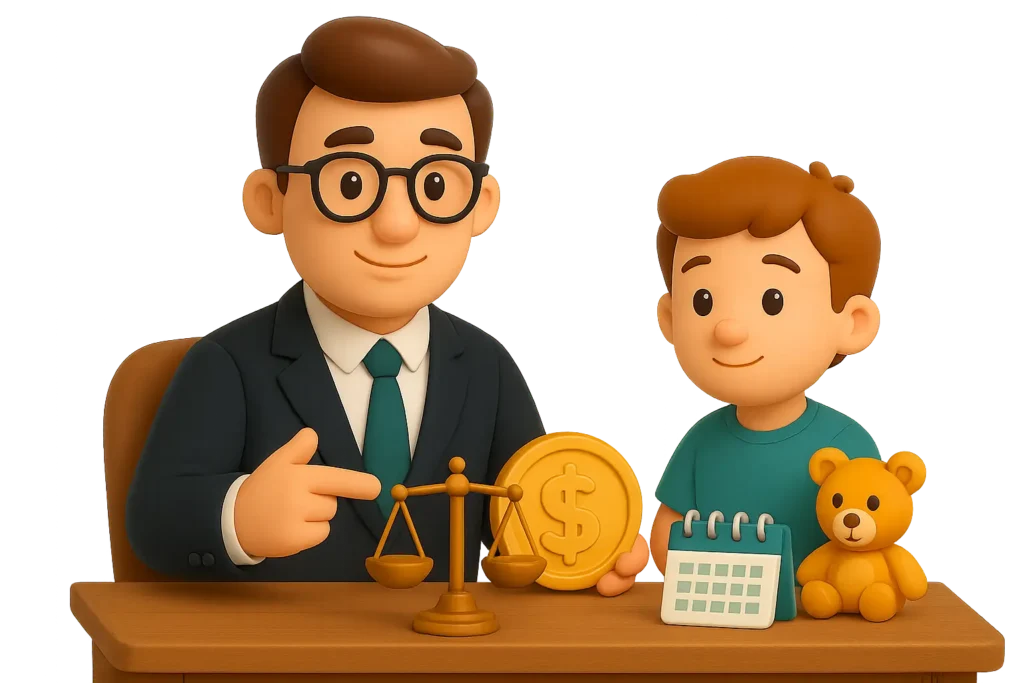 адвокат по алиментам объясняет ребенку порядок начисления алиментов и защиты его прав