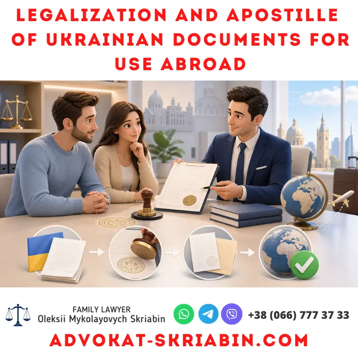 Legalization and apostille of Ukrainian documents for use abroad with lawyer assistance