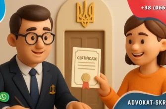 Lawyer Oleksii Skriabin assisting a client with obtaining a duplicate certificate, with contact information for consultations