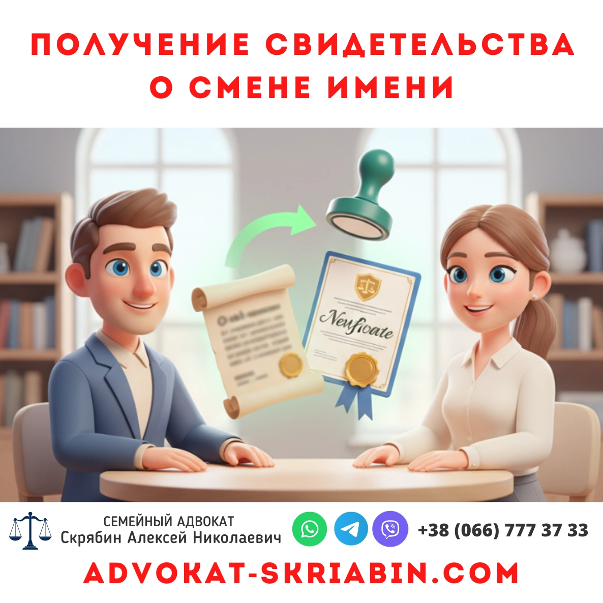 Получение свидетельства о смене имени — юридическая помощь в Украине