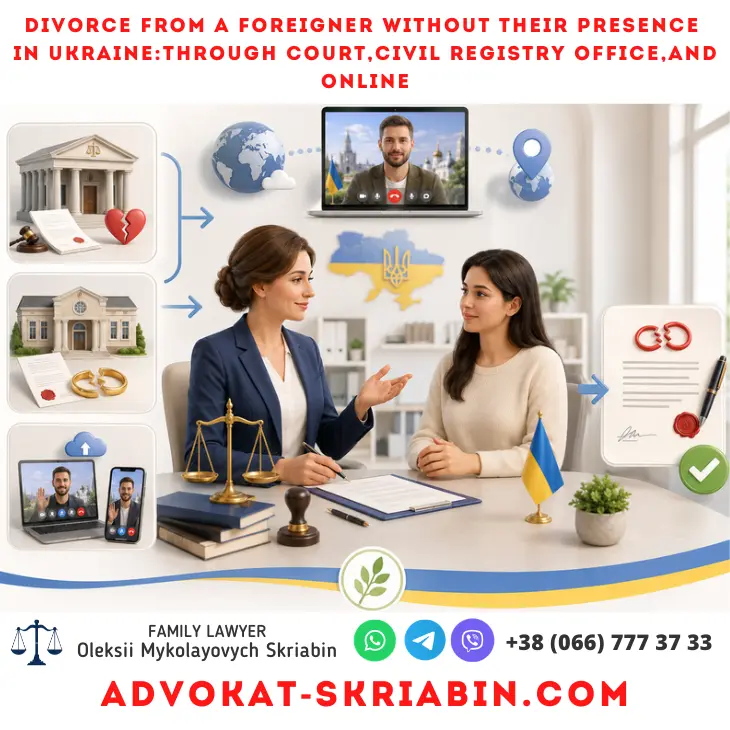 Divorce from a foreigner without their presence in Ukraine through court civil registry office and online legal assistance