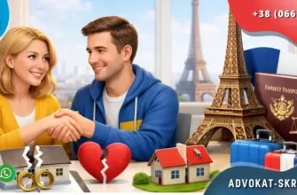 Divorce in France for Ukrainians with legal process, property division and international family law concept