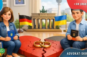 Divorce in Germany for Ukrainians with court concept and symbolic German and Ukrainian elements