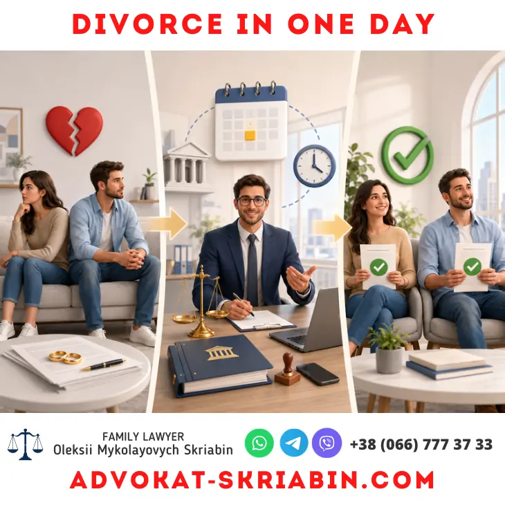 Divorce in one day — lawyer assistance Divorce in one day with legal assistance from a lawyer