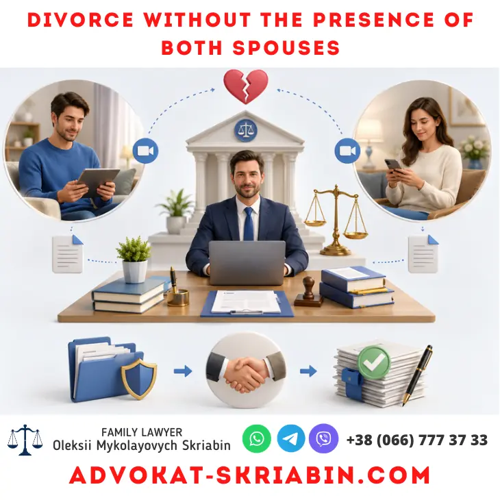 Divorce without the presence of both spouses with online legal support by a lawyer