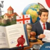 Legalization of documents for Georgia with apostille, embassy model and positive lawyer consultation in bright office interior