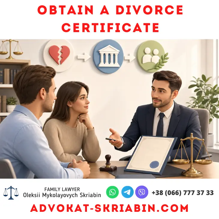 Obtain a divorce certificate with lawyer assistance Obtain a divorce certificate in Ukraine with legal assistance from a lawyer