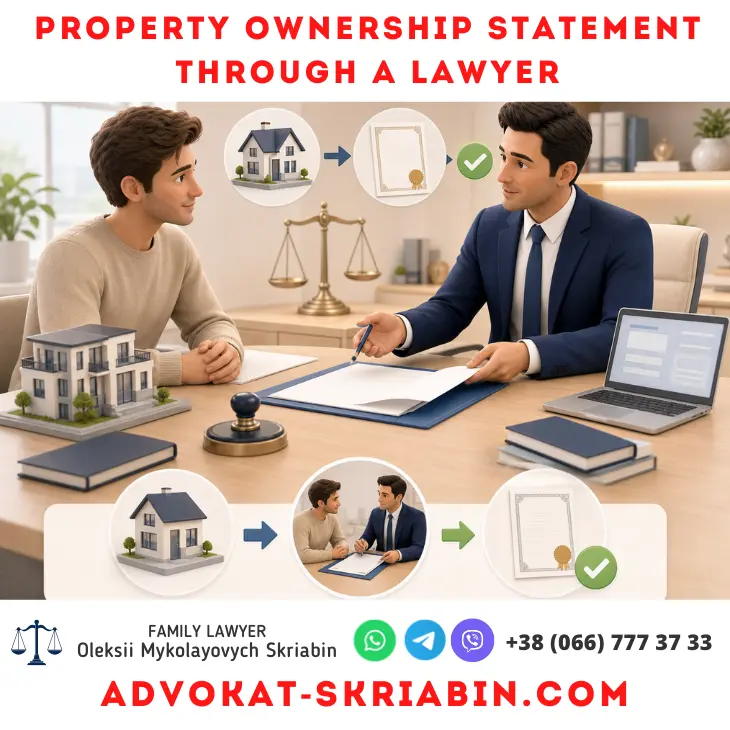 Property ownership statement through a lawyer and legal assistance with property documents