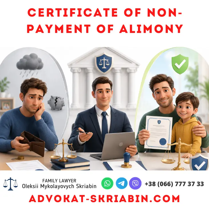 Certificate of non-payment of alimony and legal assistance from a family lawyer