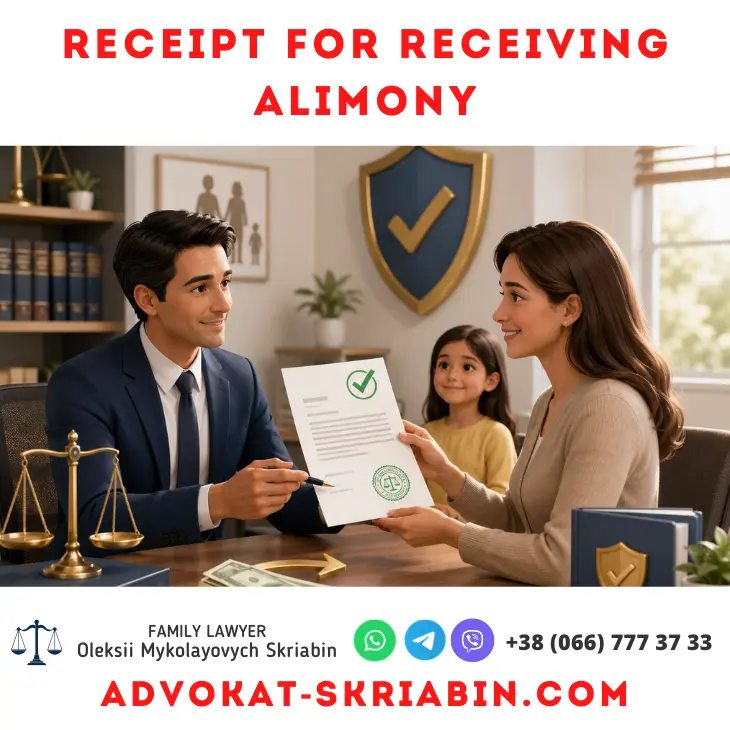 Receipt for receiving alimony with legal confirmation and attorney assistance
