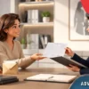 Receipt for receiving alimony with legal document handover in a family law office