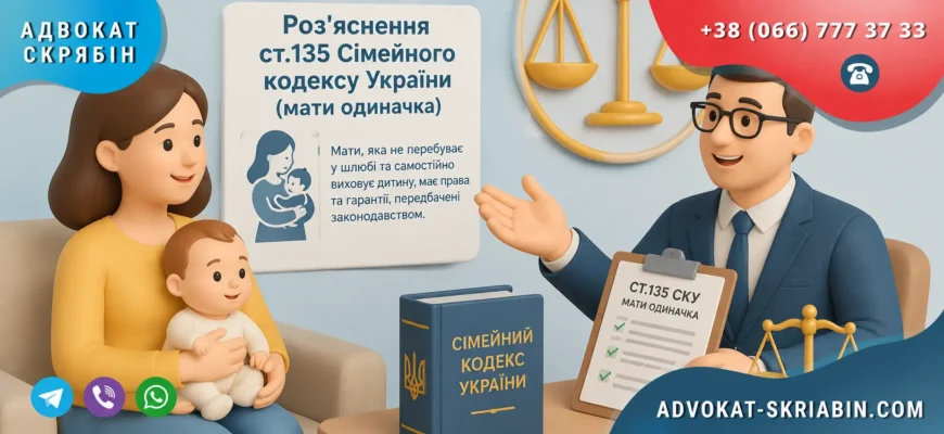 Роз'яснення ст.135 Сімейного кодексу України для матері одиначки